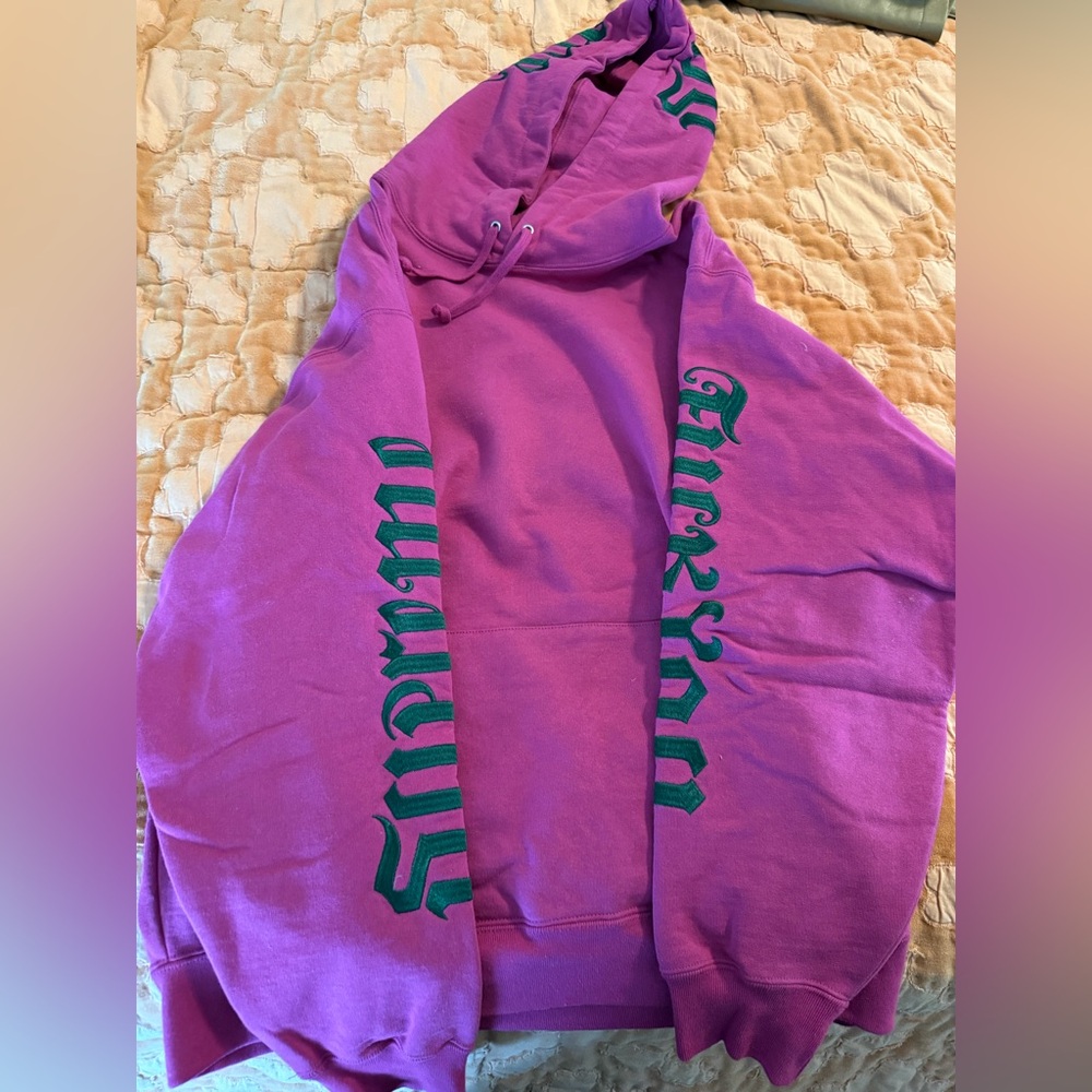 Supreme Fusia Hoodie with Green Logo
